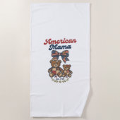 Amerikaanse Mama Patriottische Beer Patchwork Vect Strandlaken (Voorkant)