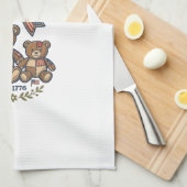 Amerikaanse Mama Patriottische Beer Patchwork Vect Theedoek (Quarter Fold)