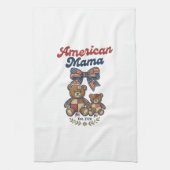 Amerikaanse Mama Patriottische Beer Patchwork Vect Theedoek (Verticaal)