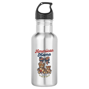 Amerikaanse Mama Patriottische Beer Patchwork Vect Waterfles