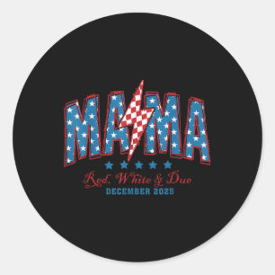 Amerikaanse mama rood wit en 4 juli pregna ronde sticker