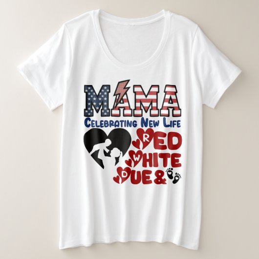 Amerikaanse mama, rood wit en het juiste shirt (Design voorkant)