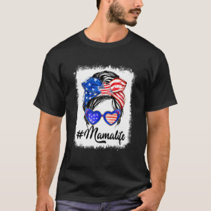 Amerikaanse mamma Life Messy Bun Verenigde Staten T-shirt