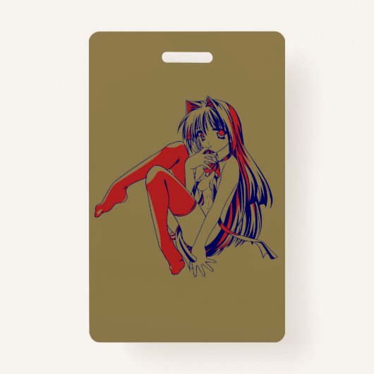 Amerikaanse Manga Neko Catgirl Kawaii Anime Badge (Voorkant)