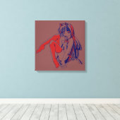 Amerikaanse Manga Neko Catgirl Kawaii Anime Canvas Afdruk (Insitu (Houten vloer))