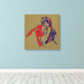 Amerikaanse Manga Neko Catgirl Kawaii Anime Canvas Afdruk (Insitu (Houten vloer))