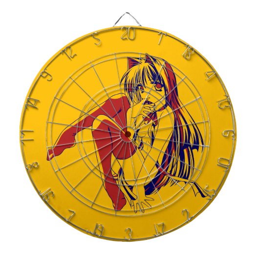 Amerikaanse Manga Neko Catgirl Kawaii Anime Dartbord (Voorkant)