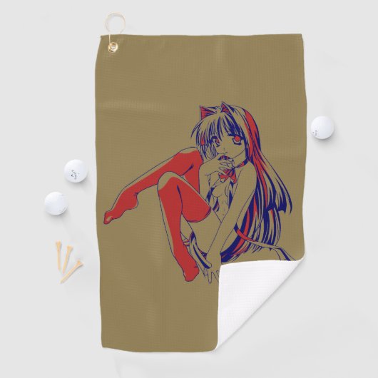 Amerikaanse Manga Neko Catgirl Kawaii Anime Golfhanddoek (Insitu)