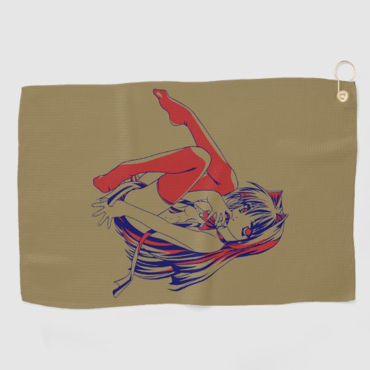 Amerikaanse Manga Neko Catgirl Kawaii Anime Golfhanddoek (Horizontaal)