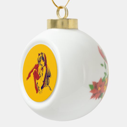 Amerikaanse Manga Neko Catgirl Kawaii Anime Keramische Bal Ornament (Rechts)