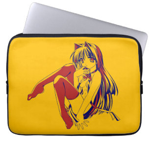 Amerikaanse Manga Neko Catgirl Kawaii Anime Laptop Sleeve