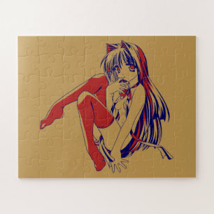 Amerikaanse Manga Neko Catgirl Kawaii Anime Legpuzzel