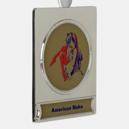 Amerikaanse Manga Neko Catgirl Kawaii Anime Verzilverd Banner Ornament (Rechts)