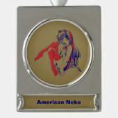 Amerikaanse Manga Neko Catgirl Kawaii Anime Verzilverd Banner Ornament (Voorkant)