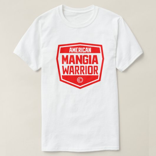 Amerikaanse Mangia Warrior - met Black Shield Logo T-shirt (Design voorkant)