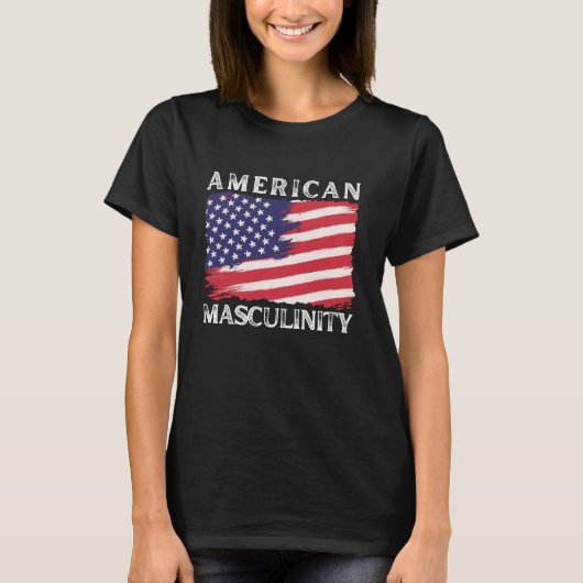 Amerikaanse mannelijkheid 4 juli Amerikaanse vlag  T-shirt (Voorkant)