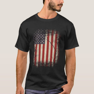 Amerikaanse Mannen Hooded Tattered  USA Flag Pat T-shirt