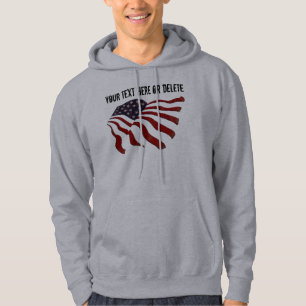 Amerikaanse Mannen met een zware vlag en JOUW TEKS Hoodie