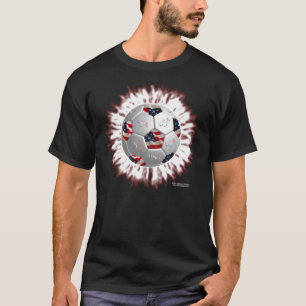 Amerikaanse Mannen met voetballen gekleurd Shirt