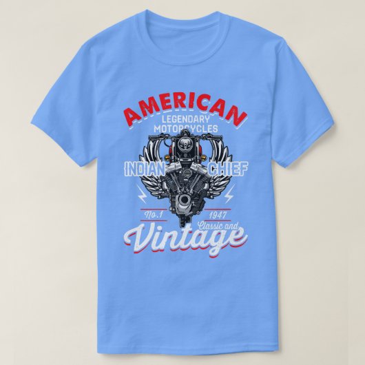 -Amerikaanse Mannen motorfiets Indiaas T-shirt (Design voorkant)