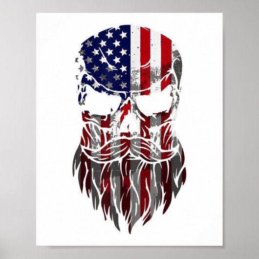 Amerikaanse Mannen van Beard Skull Poster (Voorkant)
