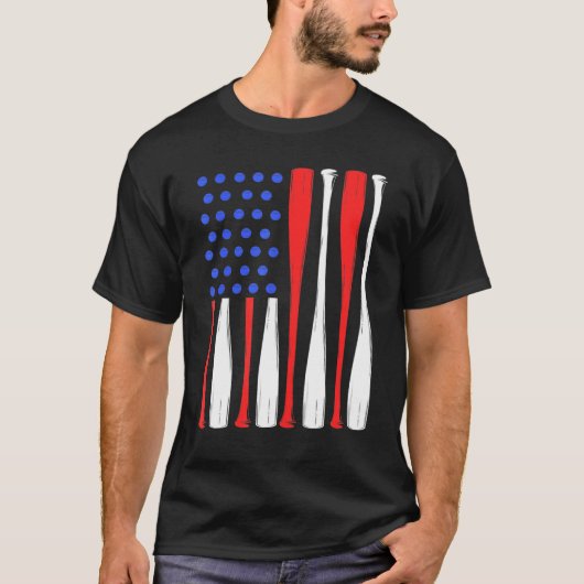 -Amerikaanse Mannen van de vlag Baseball T-shirt (Voorkant)
