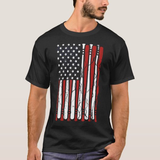 -Amerikaanse Mannen van de vlag Baseball T-shirt (Voorkant)