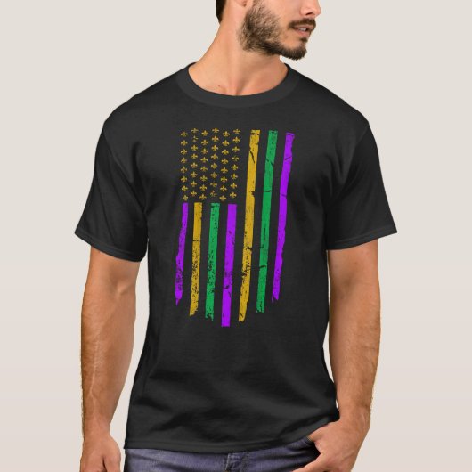 Amerikaanse mardi gras vlag grappig teruggeven t-shirt (Voorkant)