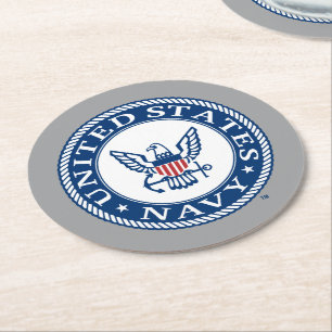 Amerikaanse marine   Alternatief Navy Emblem Ronde Kartonnen Onderzetter
