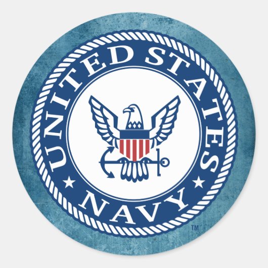 Amerikaanse marine | Alternatief Navy Emblem Ronde Sticker (Voorkant)