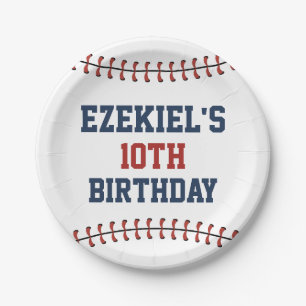 Amerikaanse marine Blue en Red Baseball Birthday Papieren Bordje