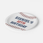 Amerikaanse marine Blue en Red Baseball Birthday Papieren Bordje (Gekanteld)