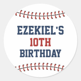 Amerikaanse marine Blue en Red Baseball Birthday Ronde Sticker