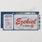 Amerikaanse marine en Red Baseball Birthday Ticket Kaart (Voorkant / Achterkant)