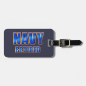 Amerikaanse marine in ruste Bagagelabel met lederr (Voorkant horizontaal)