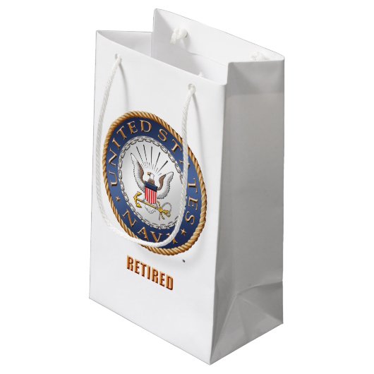 Amerikaanse marine in ruste Gift Bag Klein Cadeauzakje (Achterkant Gekanteld)