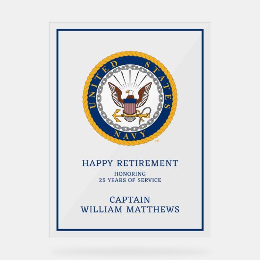 Amerikaanse marine | Marine Embleem | Gefeliciteer Acryl Bord (Voorkant)