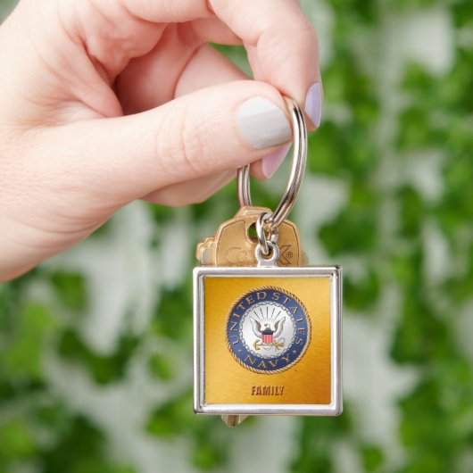 Amerikaanse marine Premium Square Sleutelhanger (Hand)