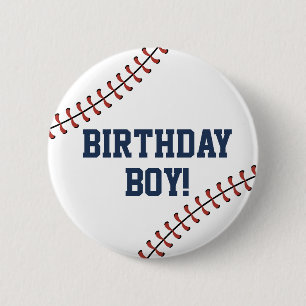 Amerikaanse marine & Red Baseball Birthday Boy/Gir Ronde Button 5,7 Cm