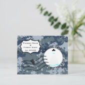 Amerikaanse marine trouwjurk en save the date aankondigingskaart (Staand voorkant)