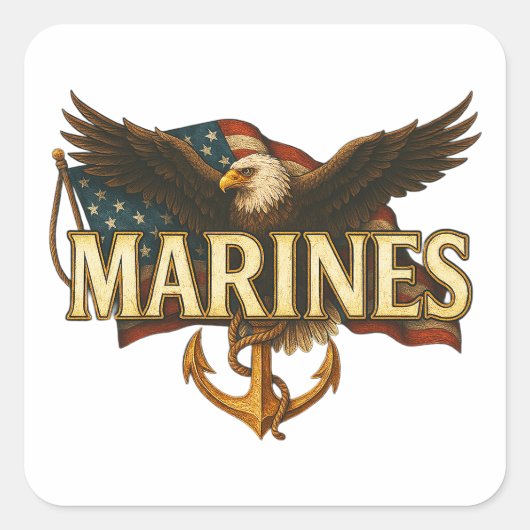 Amerikaanse Marine Vierkante Sticker (Voorkant)