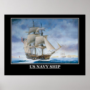 Amerikaanse marine zeilschip vintage poster