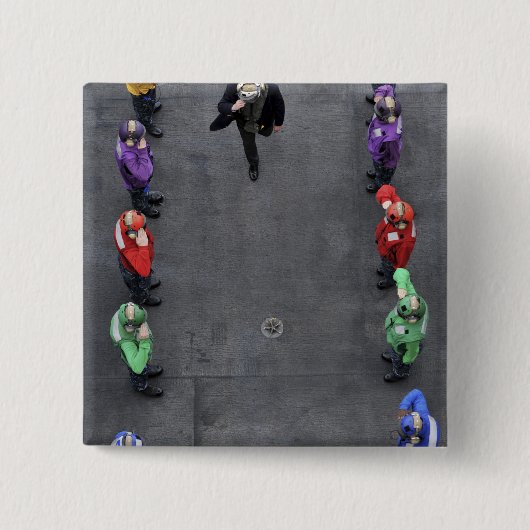 Amerikaanse marineboogzusjes vierkante button 5,1 cm (Voorkant)