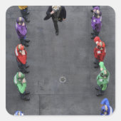 Amerikaanse marineboogzusjes vierkante sticker (Voorkant)