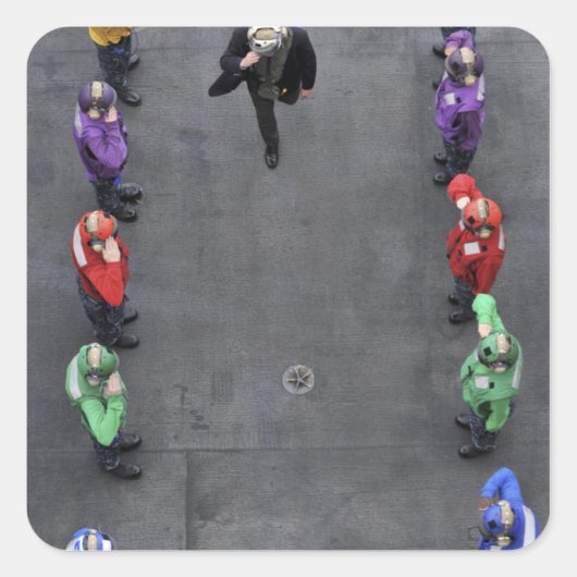 Amerikaanse marineboogzusjes vierkante sticker (Voorkant)