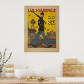 Amerikaanse mariniers. Actieve service. Land Zee A Poster (Keuken)