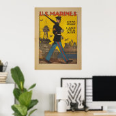Amerikaanse mariniers. Actieve service. Land Zee A Poster (Thuiskantoor)