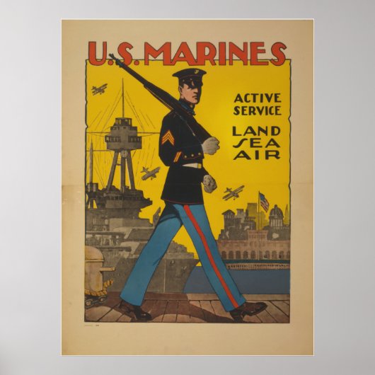 Amerikaanse mariniers. Actieve service. Land Zee A Poster (Voorkant)