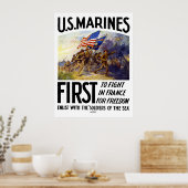 Amerikaanse mariniers - eerst in Frankrijk Poster (Keuken)