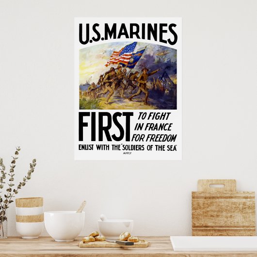 Amerikaanse mariniers - eerst in Frankrijk Poster (Keuken)